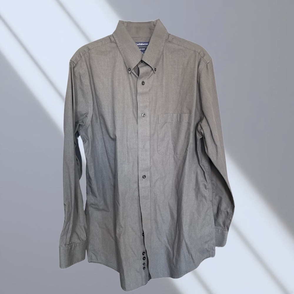 Croft & Barrow Gray Dress Shirt Long Sleeves
